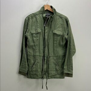 Michael Stars Green Linen Utility Jacket Lightweight Spring Fall Womens Small